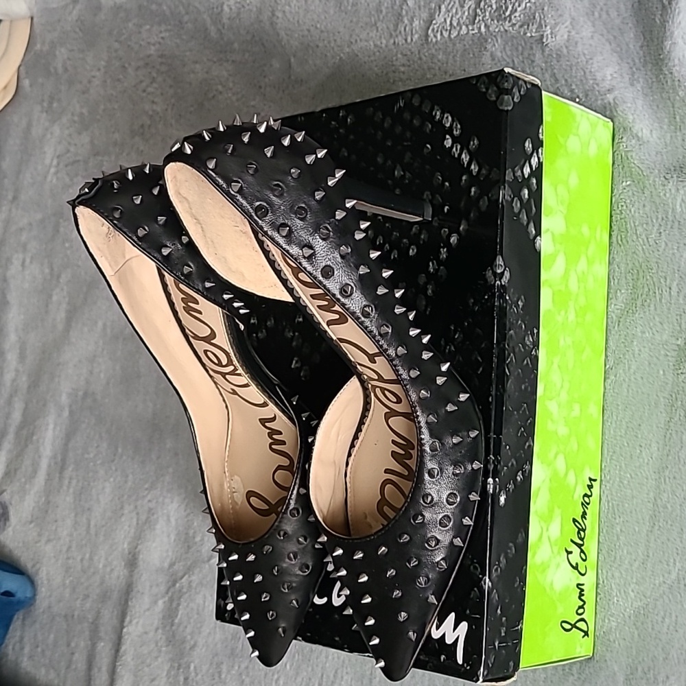 Sam Edelman Hadlee Leather Spike Heels - Picture 3 of 8